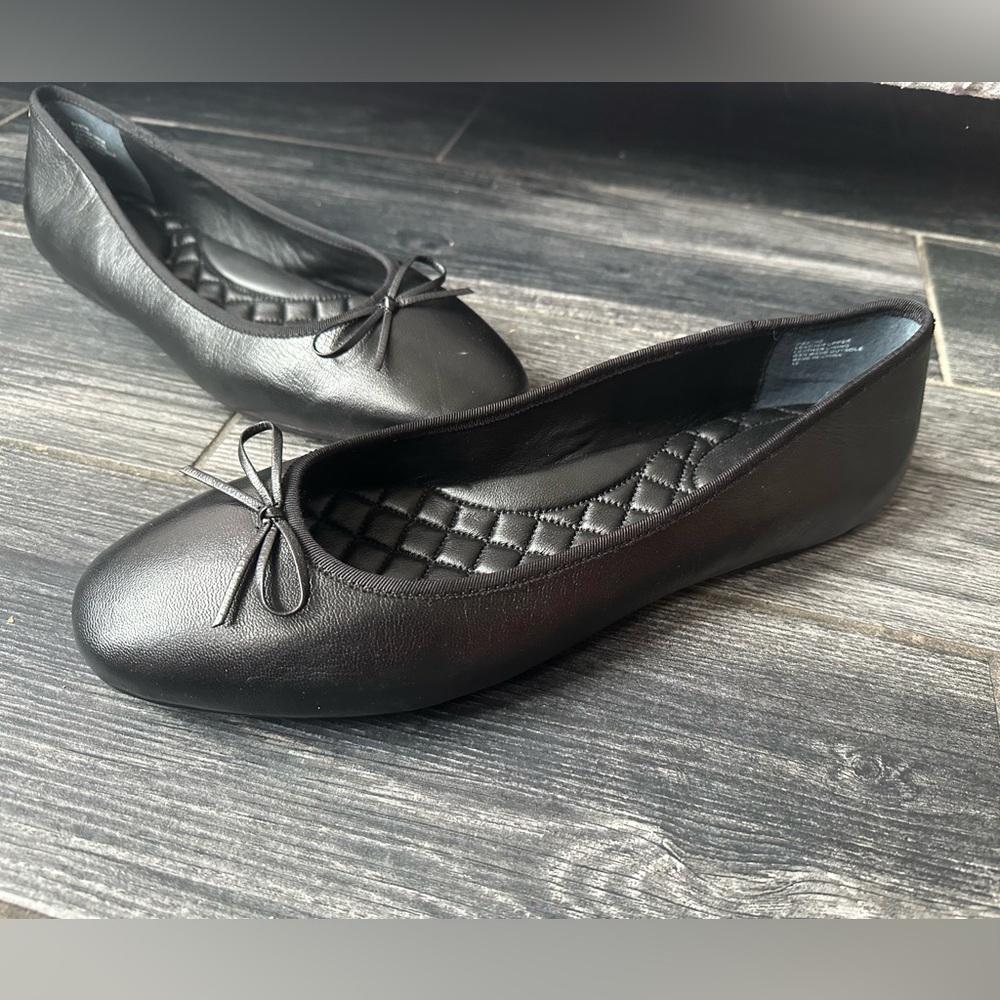 NWOT Birdies The Hummingbird Ballet Flats Black Noir Leather Size 12 - Picture 3 of 12